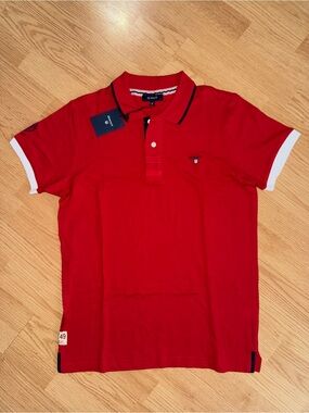 Gant Men’s Red Polo with White Sleeve Trim